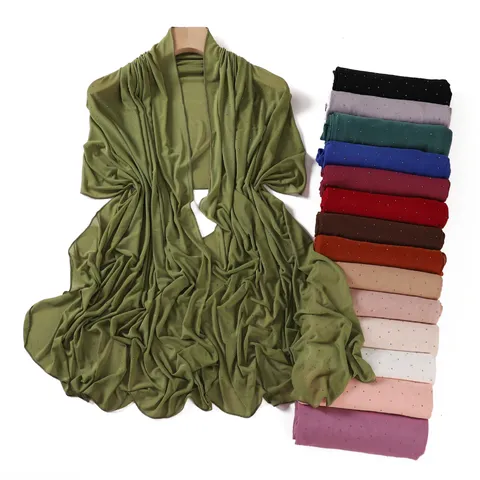Solid Color Rhinestone Mesh Long Scarf Women Lightweight Breathable Shawl Elegant Versatile Stole For Daily Wear