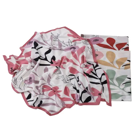Women's Fashion Chiffon Square Scarf Digital Print Pleated Floral Headscarf Casual Neck Scarf Shawl Daily Accessories