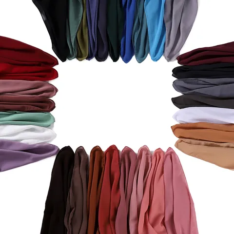 Solid Color Chiffon Square Scarf For Women Lightweight Breathable Hijab Neck Wrap Fashion Elegant Daily Headscarf