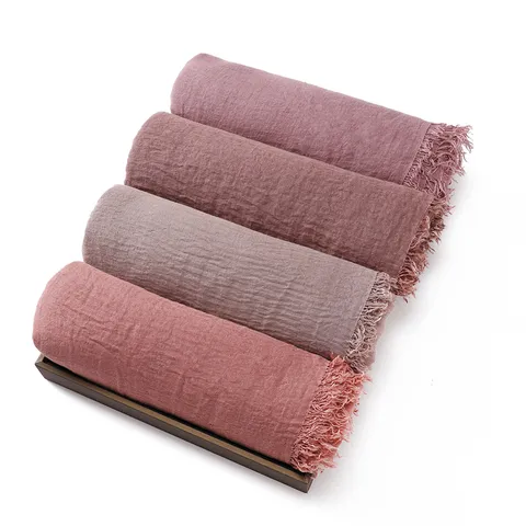 Women's Solid Color Cotton Linen Scarf Lightweight Breathable Tassel Shawl Long Summer Sun Protection Wrap Hijab