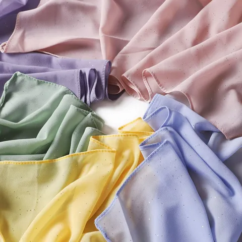 Women Solid Color Glitter Chiffon Long Scarf Lightweight Sun Protection Shawl And Fashion Headscarf