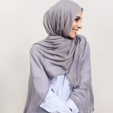 Women Solid Color Pleated Long Scarf Casual Travel Shawl Lightweight Breathable Head Wrap With Tassels