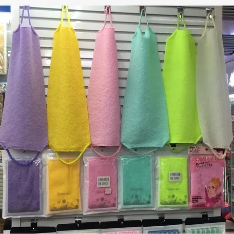 Nylon Exfoliating Back Scrubber Bath Towel With Drawstring Body Cleaning Shower Mesh Long Strap