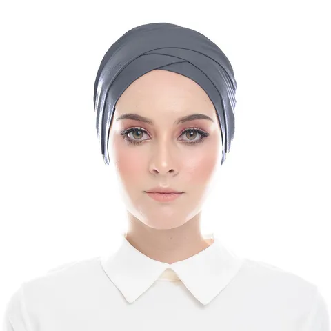 Women Modal Cross Hijab Cap Solid Color Muslim Under Scarf Plain Weave Breathable Head Cover Turbans Daily Accessories