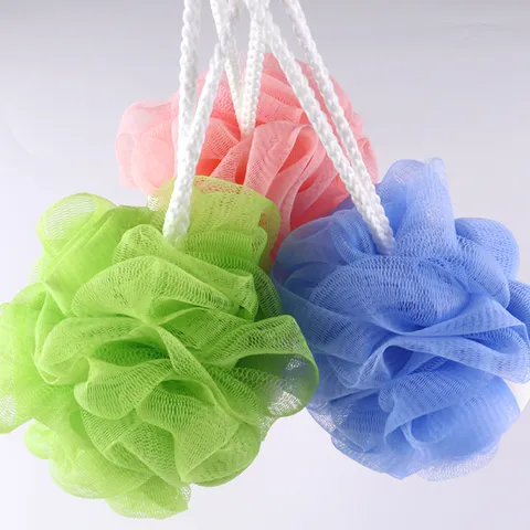 Plum Blossom Mesh Bath Sponge Shower Pouf Soft PE Exfoliating Bath Ball With Hanging Cord For Home Bathroom Daily Use
