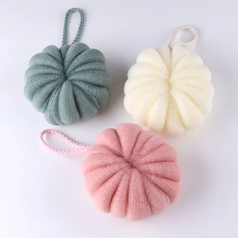 Esponja de Baño en Forma de Calabaza Esponja de Malla Suave Bola de Lufa de PE para Limpieza Corporal Esponja de Ducha