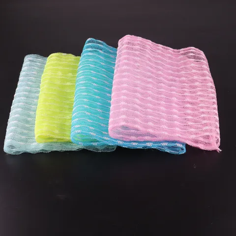 Long Mesh Exfoliating Bath Towel Body Scrubber Sauna Scrub Towel For Bathroom
