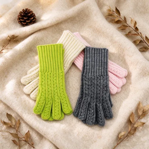 Winter Thickened Cable Knit Gloves Women Men Warm Windproof Touchscreen Gloves Outdoor Cycling Extended Cuff Mittens
