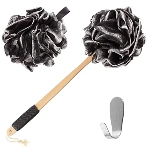 Esponja de Baño con Mango de Madera y Cepillo de Ducha Exfoliante de Mango Largo para el Cuerpo Accesorios de Baño