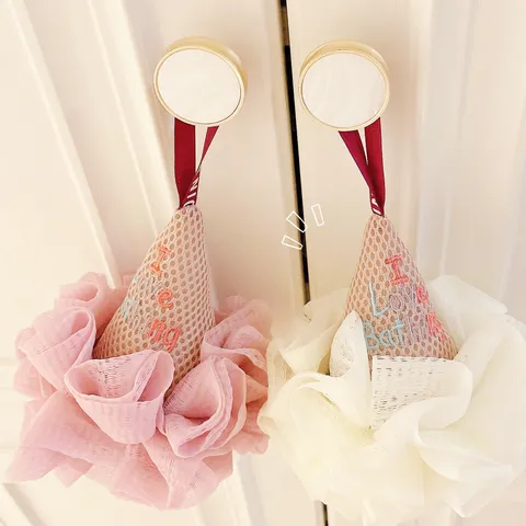 Creative Ice Cream Shaped Bath Sponge Soft Fine Mesh Bath Ball With Hanging Strap For Body Cleaning Home Bathroom Use