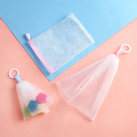 Filet Moussant à Savon en Maille PE Pochette de Nettoyage Visage Outil de Bain pour Bulles Accessoire de Nettoyage Quotidien pour Salle de Bains