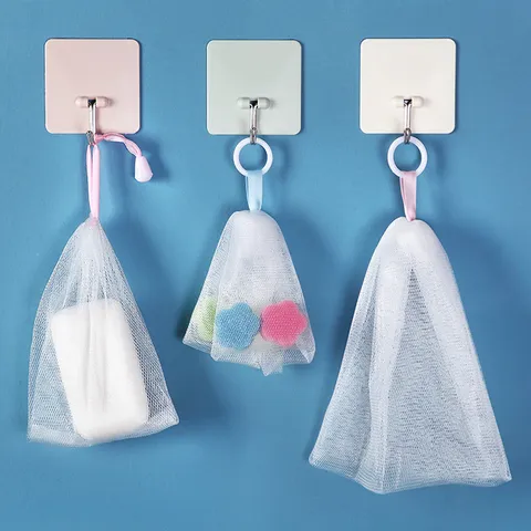 Filet Moussant à Savon en Maille PE Pochette de Nettoyage Visage Outil de Bain pour Bulles Accessoire de Nettoyage Quotidien pour Salle de Bains