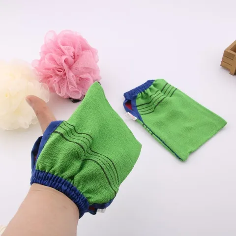 Bamboo Fiber Exfoliating Bath Gloves Double Sided Striped Scrub Mittens For Body Washing Skin Cleaning Spa Shower Tool