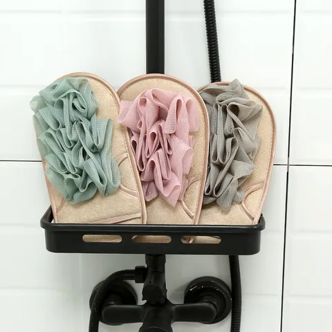Doppelseitiger Peeling Duschhandschuh Luffa Handschuh Schwamm für Körperwäsche Sanfte Exfoliation Duschzubehör