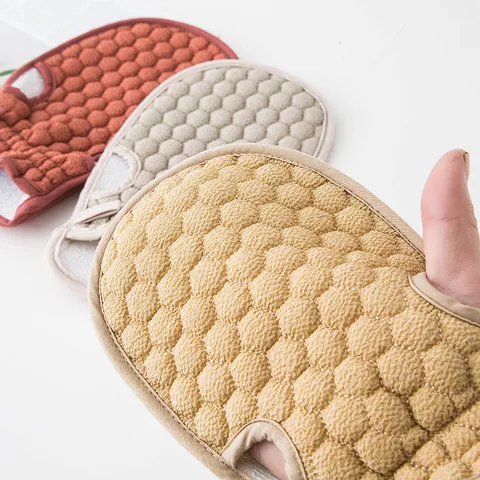 Solid Color Honeycomb Exfoliating Bath Shower Gloves Fingerless Double Sided Body Scrub Mittens For Bathroom Cleaning