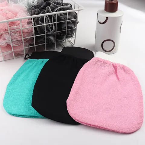 Exfoliating Bath Sponge Mitt Double Sided Coarse Sand Bath Towel Hanging Design Body Scrub Bath Glove For Adults