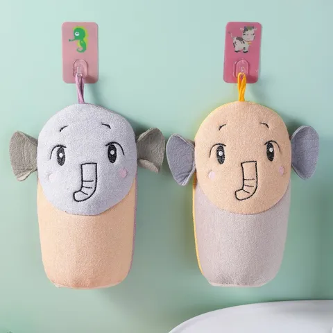 Kids Cartoon Elephant Bath Glove Double Sided Soft Polyester Cotton Bath Towel Children Skin Cleaning Shower Mitt