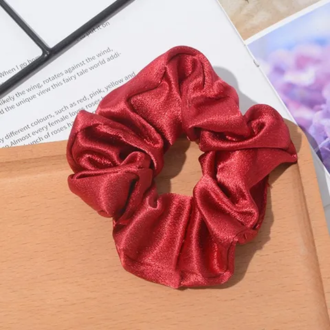 Satin Hair Scrunchies For Women Girls Silk Feel Elastic Hair Ropes Solid Color Fashion Hair Accessories