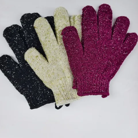 Exfoliating Bath Gloves Five Finger Silver Silk Scrub Bathing Mittens Body Scrubber Shower Spa Tools For Adults