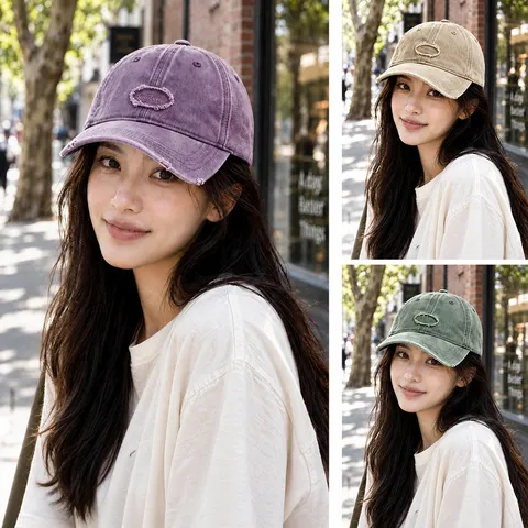 Casquette de Baseball en Coton Lavé Vintage Broderie de Lettres Bord Incurvé Chapeau Casual Unisexe