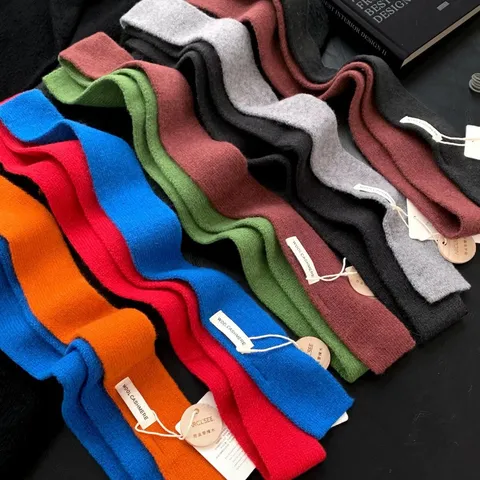 Casual Cashmere Wool Blend Winter Scarf Color Block Unisex Daily Commute Warm Knitted Neck Warmer Fashion Accessory