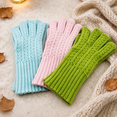 Gants en Maille Tressée Épaissis d'Hiver Femmes Hommes Chauds Coupe-vent Gants Tactiles Cyclisme en Plein Air Mitaines à Manches Longues