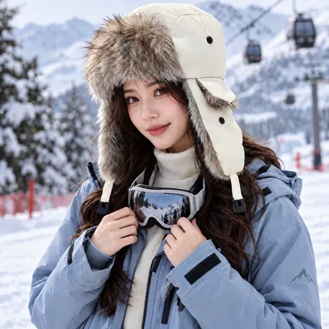 Chapeau Trappeur Chaud Épaissi d'Hiver Coupe-Vent Doublé en Polaire Ushanka Cache-Oreilles Bonnet de Neige pour Hommes et Femmes Cyclisme en Plein Air