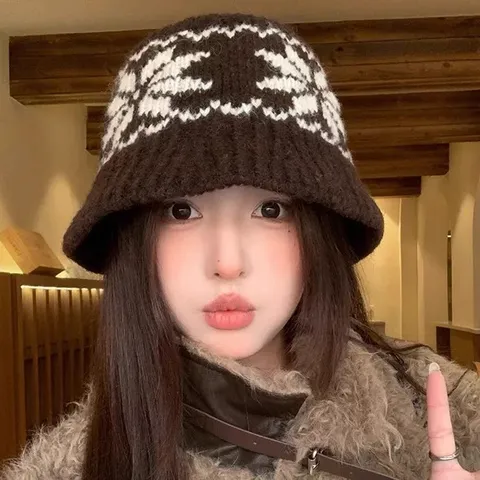 Women Winter Warm Knit Fisherman Hat Fair Isle Jacquard Retro Ethnic Style Basin Hat Wool Blend Casual Daily Hat