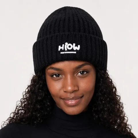 Autumn Winter Warm Knit Hat Unisex High Elastic Solid Color Pullover Beanie Hat Fashion Embroidery Letter Casual Skull Cap