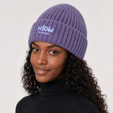 Autumn Winter Warm Knit Hat Unisex High Elastic Solid Color Pullover Beanie Hat Fashion Embroidery Letter Casual Skull Cap