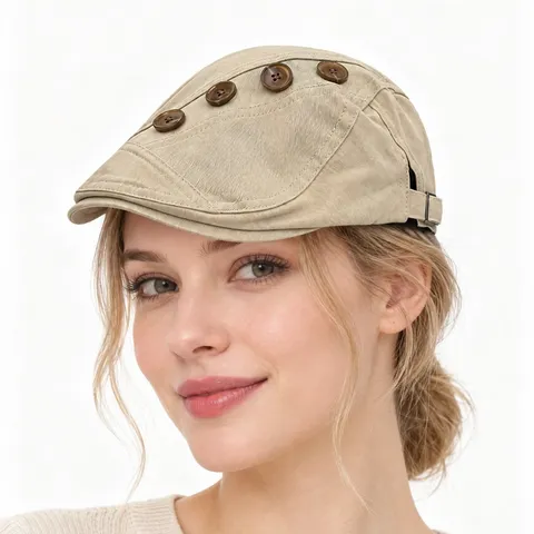 Cotton Newsboy Cap For Women Men Retro Flat Cap Casual Solid Color Visor Hat Autumn Winter Fashion Commuter Hat