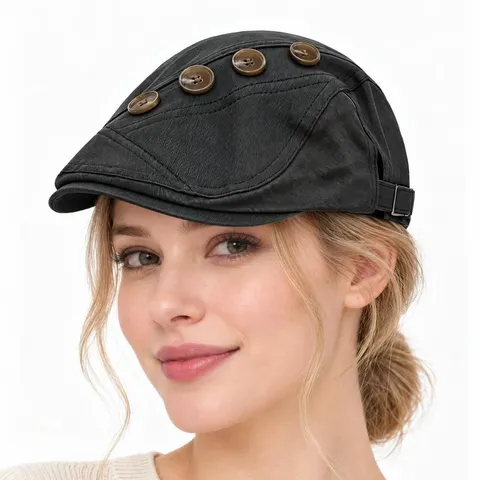 Cotton Newsboy Cap For Women Men Retro Flat Cap Casual Solid Color Visor Hat Autumn Winter Fashion Commuter Hat