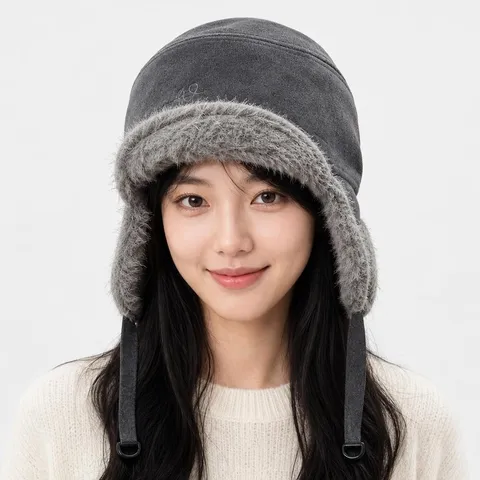Winter Warm Trapper Hat Windproof Earflap Bomber Hat Plush Suede Ear Protection Ski Cap For Women Men