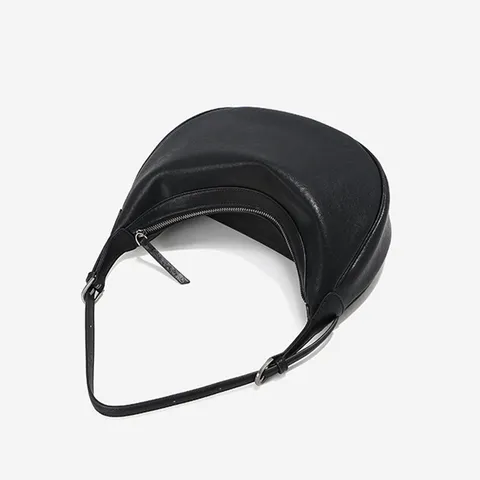Women Genuine Leather Crescent Hobo Bag Large Capacity Commuter Shoulder Bag Simple Casual Crossbody Underarm Bag