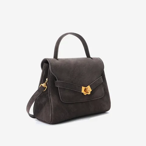 Women Genuine Leather Kelly Shoulder Bag Retro Top Handle Handbag Large Capacity Commuting Crossbody Bag Fashion Purse