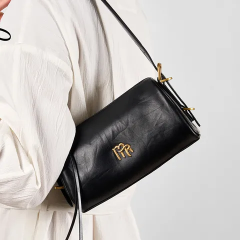 Genuine Leather Shoulder Bag For Women Vintage Underarm Bag Fashion Top Layer Cowhide Baguette Bag Commuting Handbag