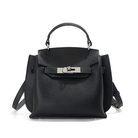 Genuine Leather Top Layer Cowhide Women Top Handle Bag Retro Commuting Solid Color Fashion Shoulder Handbag