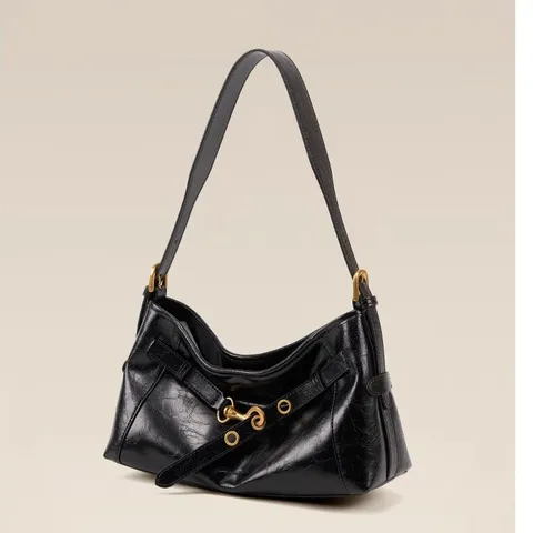 Women's Genuine Leather Shoulder Bag Urban Minimalist Commuter Underarm Bag Solid Color Tote Bag Fashion Handbag