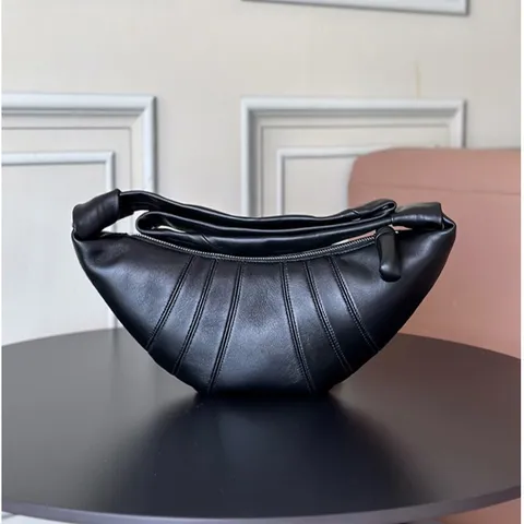 Genuine Leather Croissant Bag For Women Soft Sheepskin Shoulder Crossbody Bag Casual Commuting Dumpling Purse