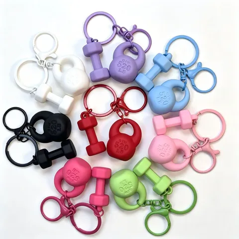 Miniature Fitness Equipment Keychain Cute Mini Dumbbell Kettlebell Charm Bag Pendant Backpack Decoration Gift
