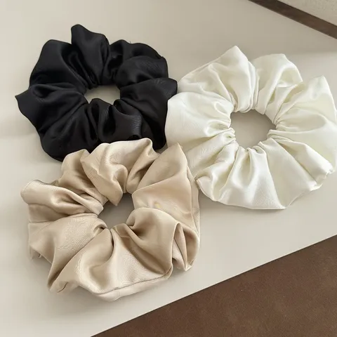 Satin Hair Scrunchies Large Hair Band Ponytail Holder Soft Silk-Like Hair Accessories For Women Daily Hair Styling