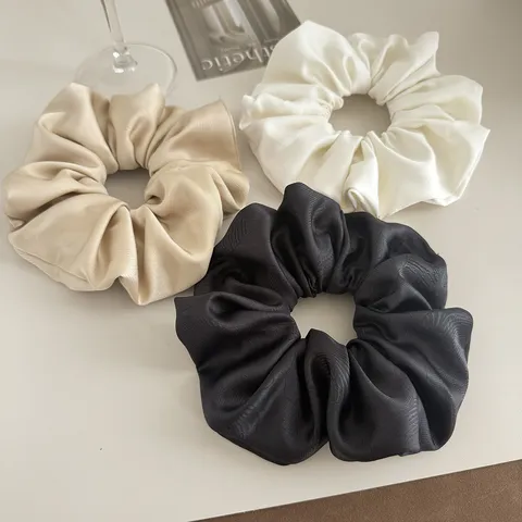 Satin Hair Scrunchies Large Hair Band Ponytail Holder Soft Silk-Like Hair Accessories For Women Daily Hair Styling