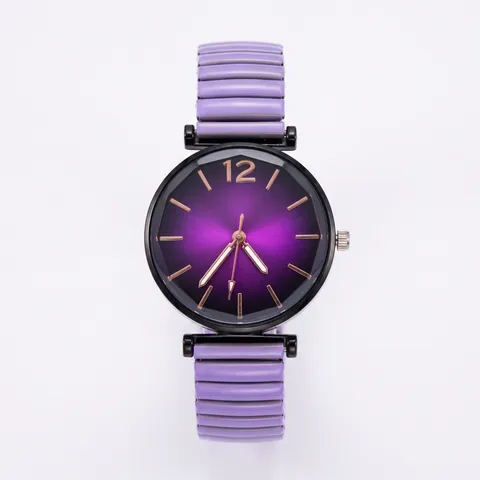Dames Mode Minimalistisch Quartz Horloge Ronde Gradiënt Wijzerplaat Legering Kast Metalen Stretchband Analoog Polshorloge Sieraden