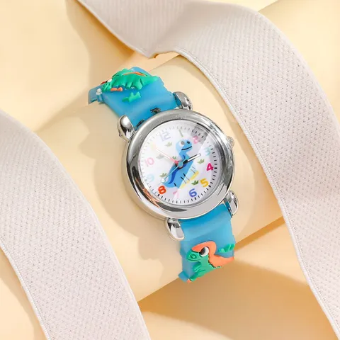 Kids 3D Cartoon Dinosaur Watch Silicone Strap Children Quartz Wristwatch Analog Time Teacher Student Wrist Watch Gift