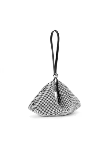 Borsa da Sera da Donna in Strass Moda Triangolo Tracolla Borsa a Spalla Lusso Bling Festa Prom Borsetta Argento