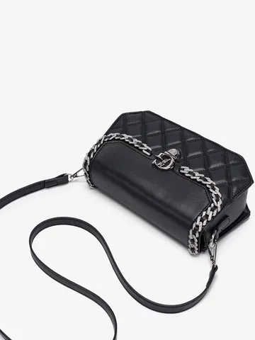 Borsa a Tracolla Trapuntata con Catena da Donna in Pelle PU Borsa a Tracolla Moda Casual Borsa con Chiusura in Metallo