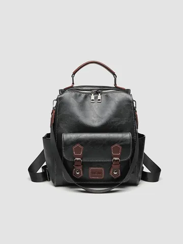 Zaino Vintage in Pelle PU da Donna Stile Retrò Britannico Borsa da Scuola Viaggio Daypack