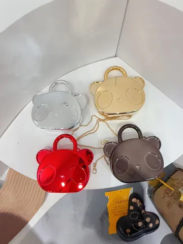 Bambini Carino Lucido Acrilico OrSO Borsa a Mano Ragazze Principessa Borsa a Tracolla Mini Lusso Portamonete Bambini Moda Borsa