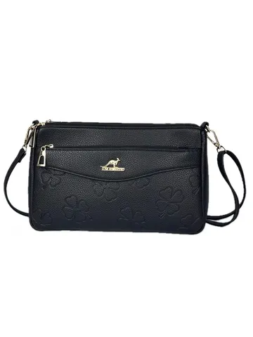 Donne Moda Goffrato Pelle PU Borsa a Tracolla Retro Multistrato Chiusura Lampo Piccola Borsa Quadrata Casual Quotidiano Spalla Borsa