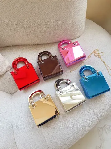 Borsa a Tracolla Mini Specchio Donna Ecopelle PU Tracolla Catena Stile Lusso Piccola Borsa Quadrata
